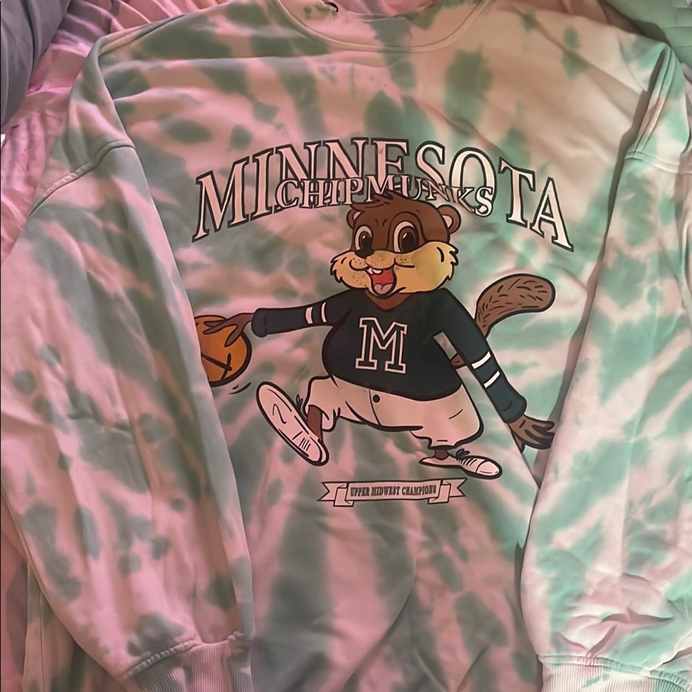 H&M Mint Green Tie-Dye Crew Neck Sweater